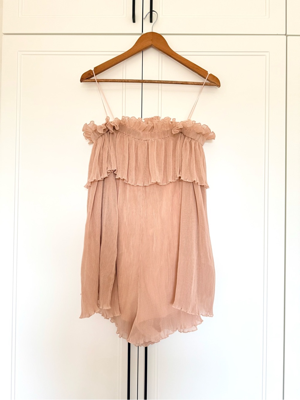 Alice McCall Grand Amour Blush Pink Off Shoulder Pleated Romper
